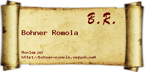 Bohner Romola névjegykártya